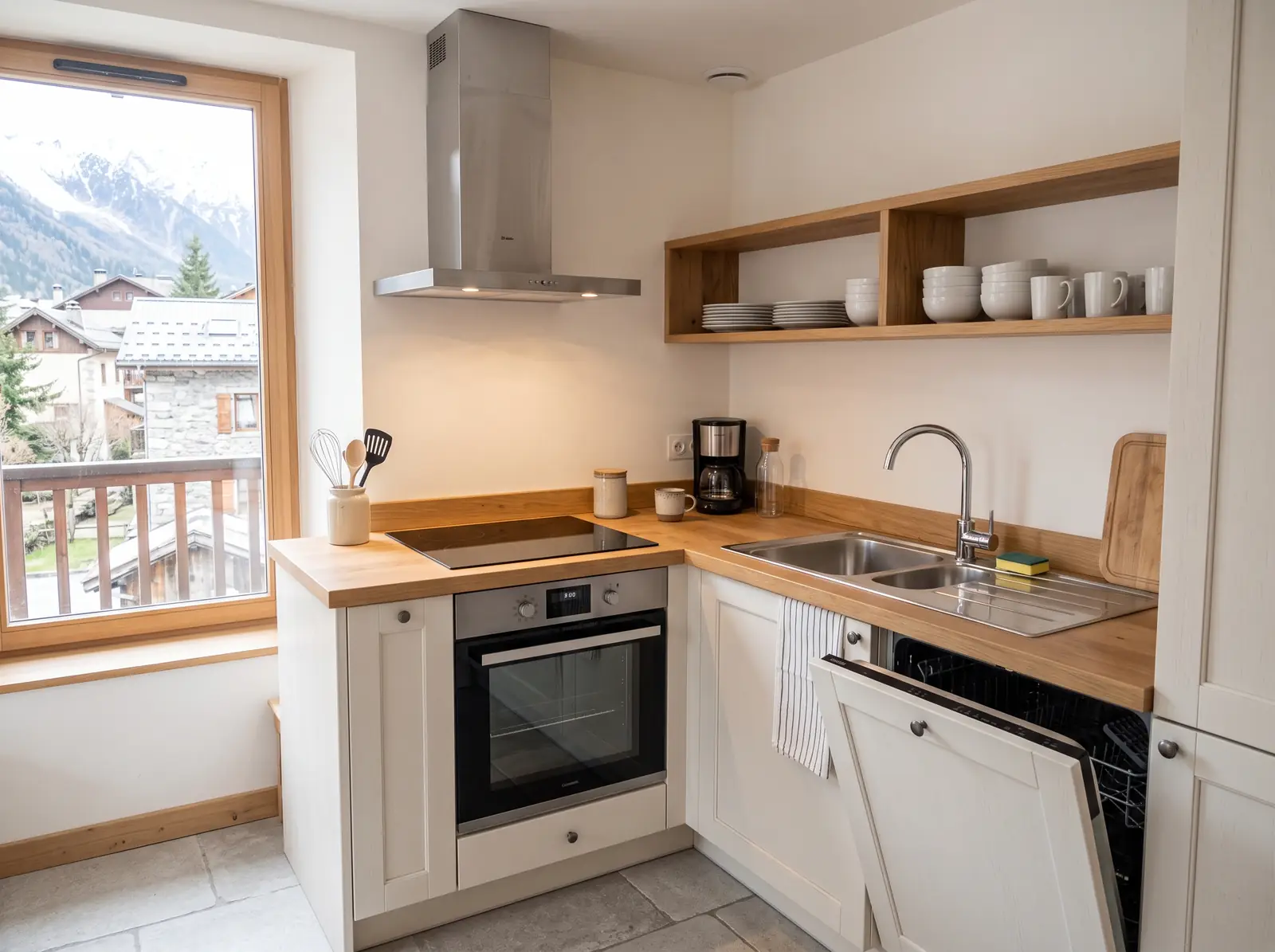 Cuisine équipée d’un appartement de vacances